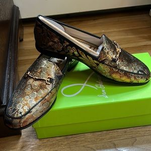 Never worn Metallic fabric Sam Edelman Lorraine Loafers.